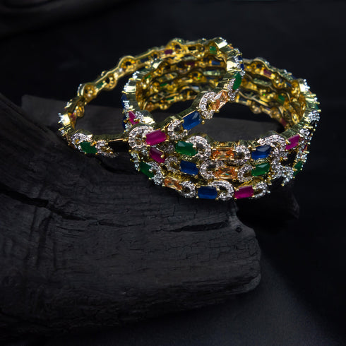 American Diamond Gold Plated Traditional Bangles